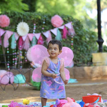 Baby girl’s fairy wings costume with wand and hairband, multi-color