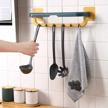 Wall Mounted Double Bar Towel Holder with Hooks | Multifunctional Adjustable Towels Rack for Kitchen / Bathroom | Folding Towel Shelf