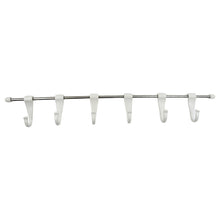 Stainless Steel Utensil Hanger Rail Nail Free Wall Mount with 2 Magic Stickers & 6 Plastic Hooks For Kitchen