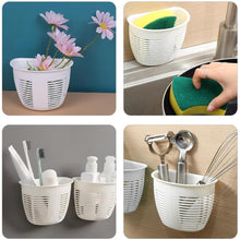 Hanging Plastic Storage Basket, Adhesive Wall Mounted Organizer Box Make Up Holder Shelf Bathroom Wall Basket Punch Free Drain Basket for Kitchen Bathroom, Wall Type Storage Basket (1 Pc)