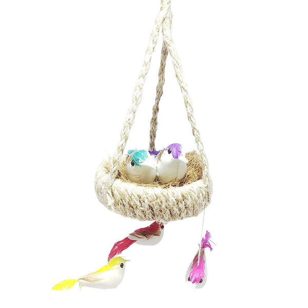 Jute hanging bird's nest with brown box, decorative item