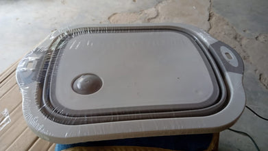 Collapsible cutting board with dish tub