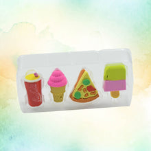 Eraser set with fun food and drink designs for kids