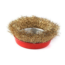 Gold wire cup brush for polishing and cleaning.