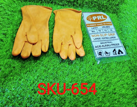 Orange hand gloves made of rubber