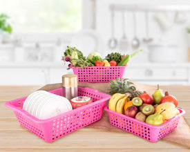 Plastic fruit baskets set of three sizes: large, medium, small